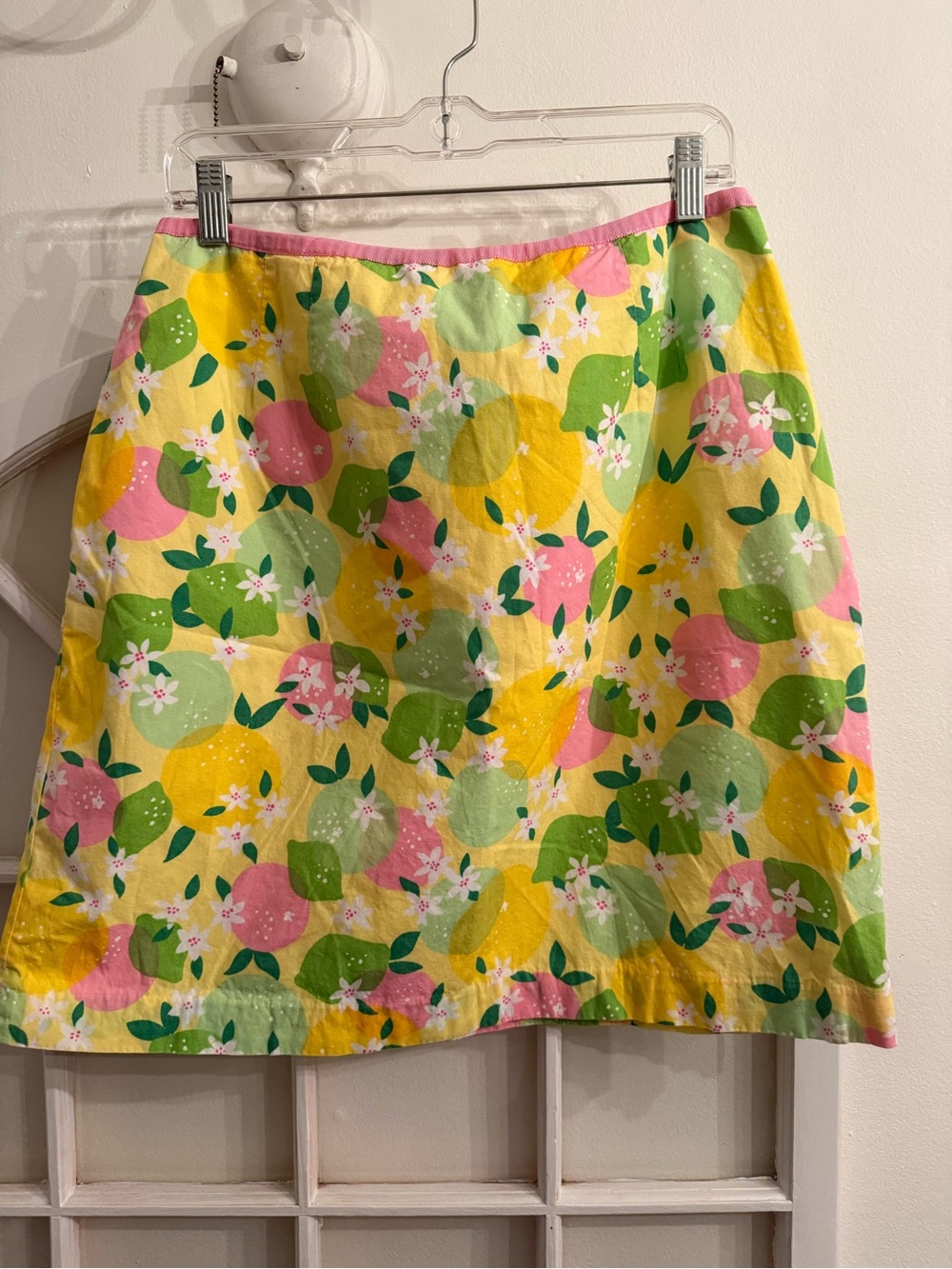 Vintage White Label Lilly Pulitzer Lemon Lime Citrus Print Cotton Skirt Preppy